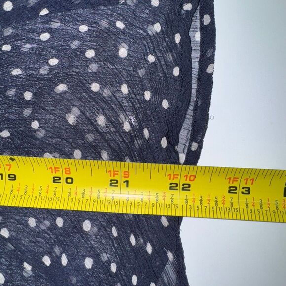 🖤🔥 FRAME Sheer Navy Polka Dot Ruched Puff Sleeve Top Medium - Picture 9 of 9